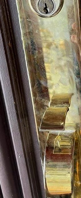 Design door handle and mortise set installed on a door on Amelia Island, Fernandina Beach FL 32034
